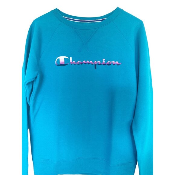 Champion Womens XS Authentic Athleticwear Crewneck Sweatshirt Teal Color - Picture 2 of 8